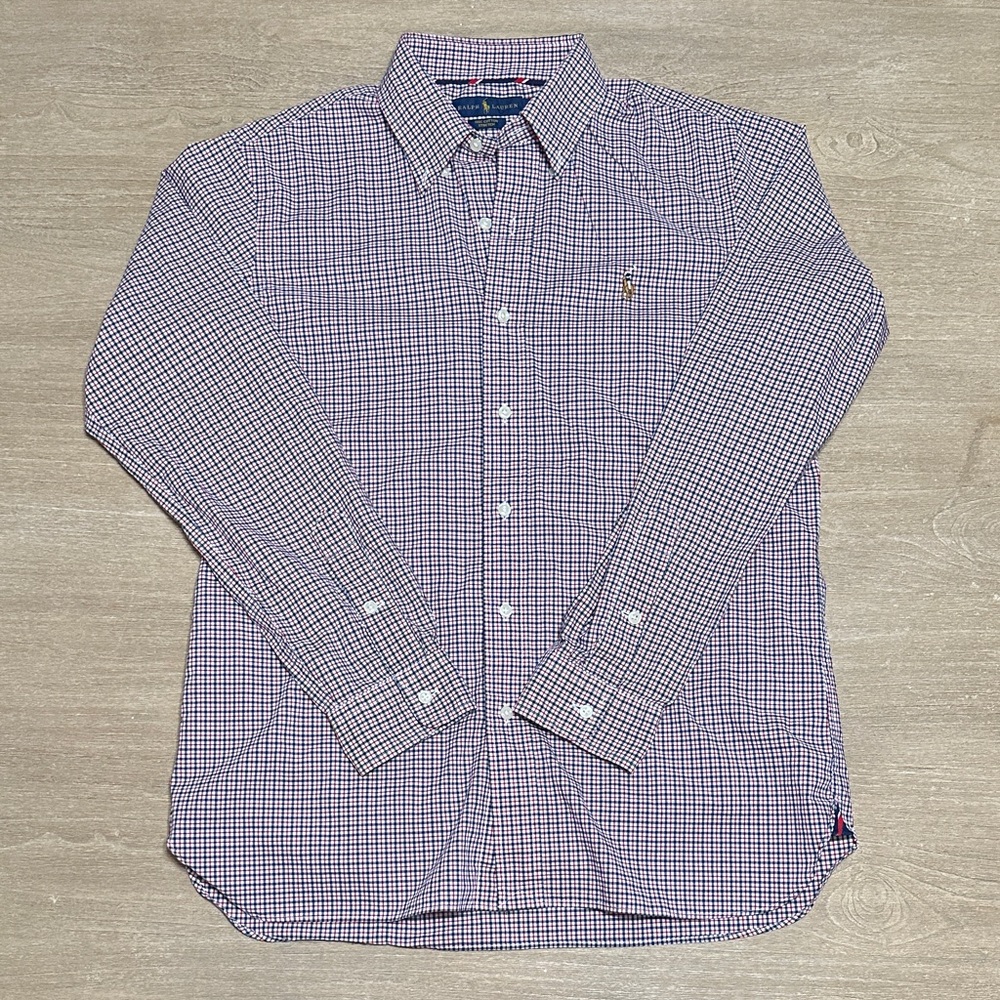 Ralph Lauren Men's Plaid Shirt - Red, Blue and White